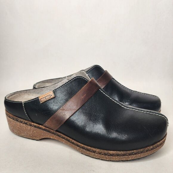 Pikolinos Granada Leather Clogs Slip On Black Size 40 US 9.5 Made In Spain - Picture 15 of 15